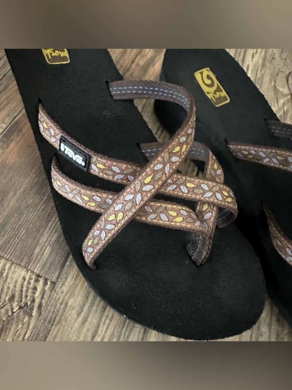 TEVA mush Olowahu women’s strappy BOHO wedge flip flop sandals size 8 - Picture 2 of 11
